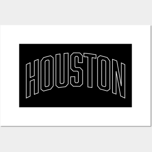 Houston Outline White Posters and Art